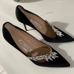 Manolo Blahnik black satin